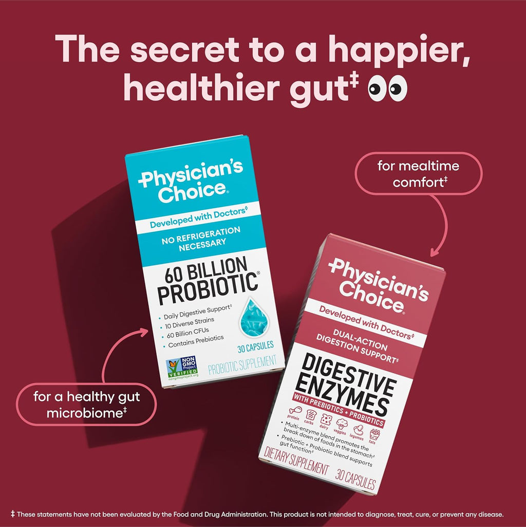Digestive Enzymes for Bloating & Digestion - Fast-Acting 16 Enzyme Formula with Organic Prebiotics & Probiotics for Gut & Digestive Health - Meal Time Discomfort Relief - 60 CT