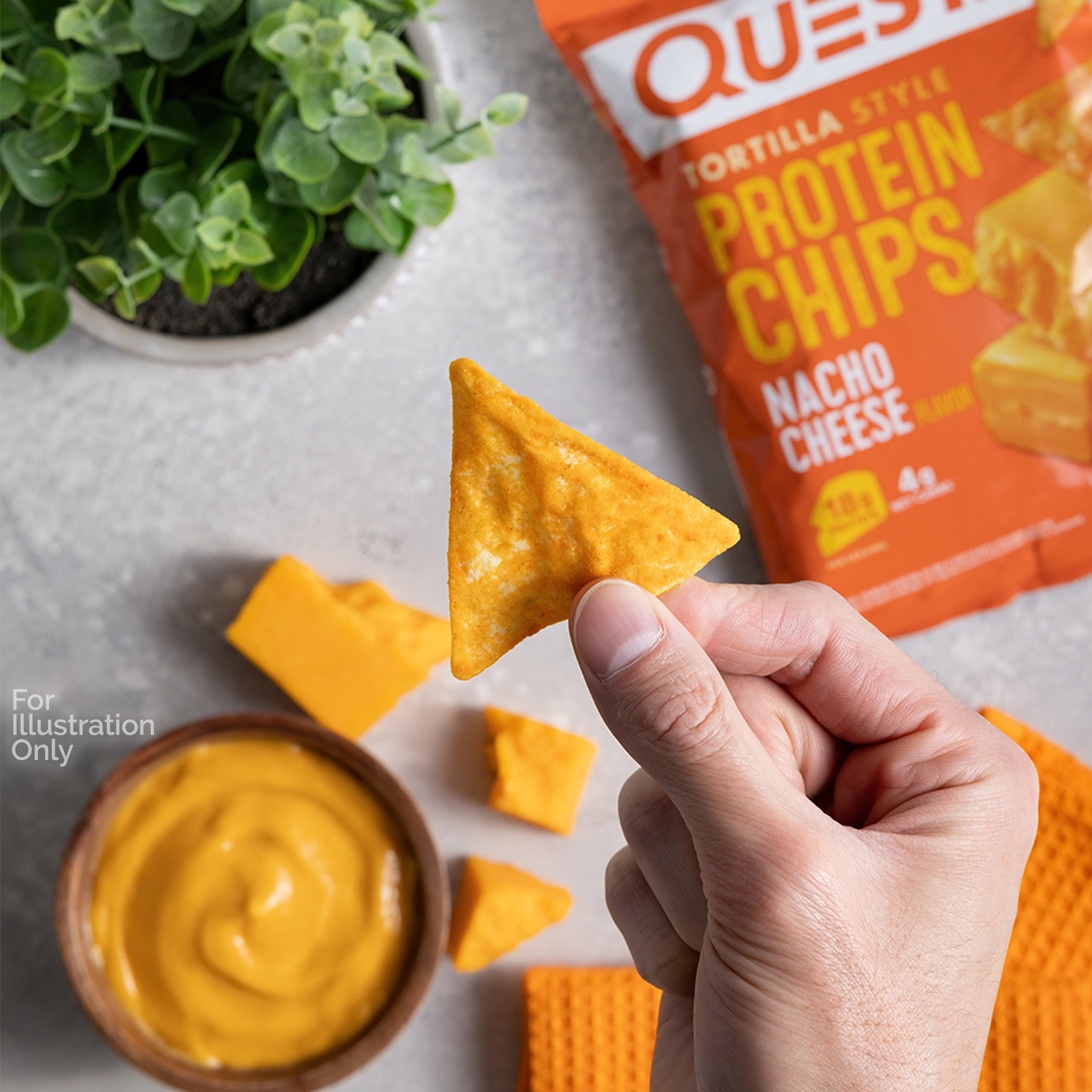 Quest Tortilla Style Protein Chips, Nacho Cheese, Baked, 1.1Oz, 4 Count