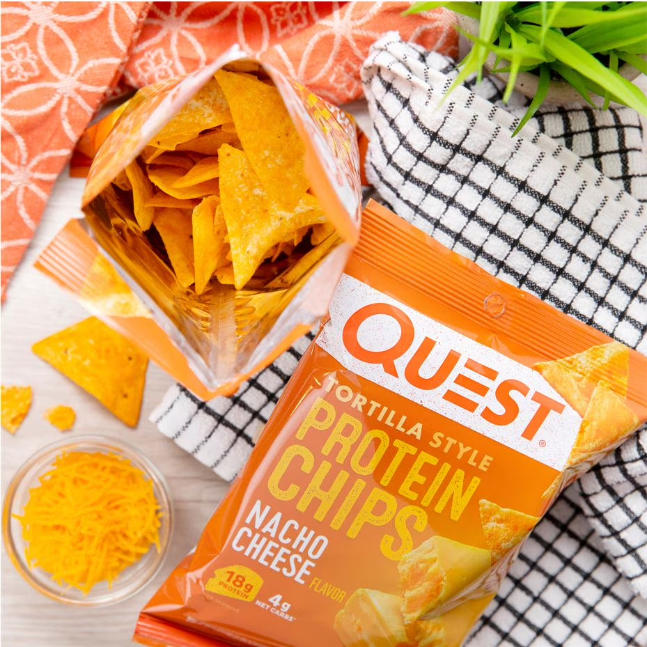 Quest Tortilla Style Protein Chips, Nacho Cheese, Baked, 1.1Oz, 4 Count