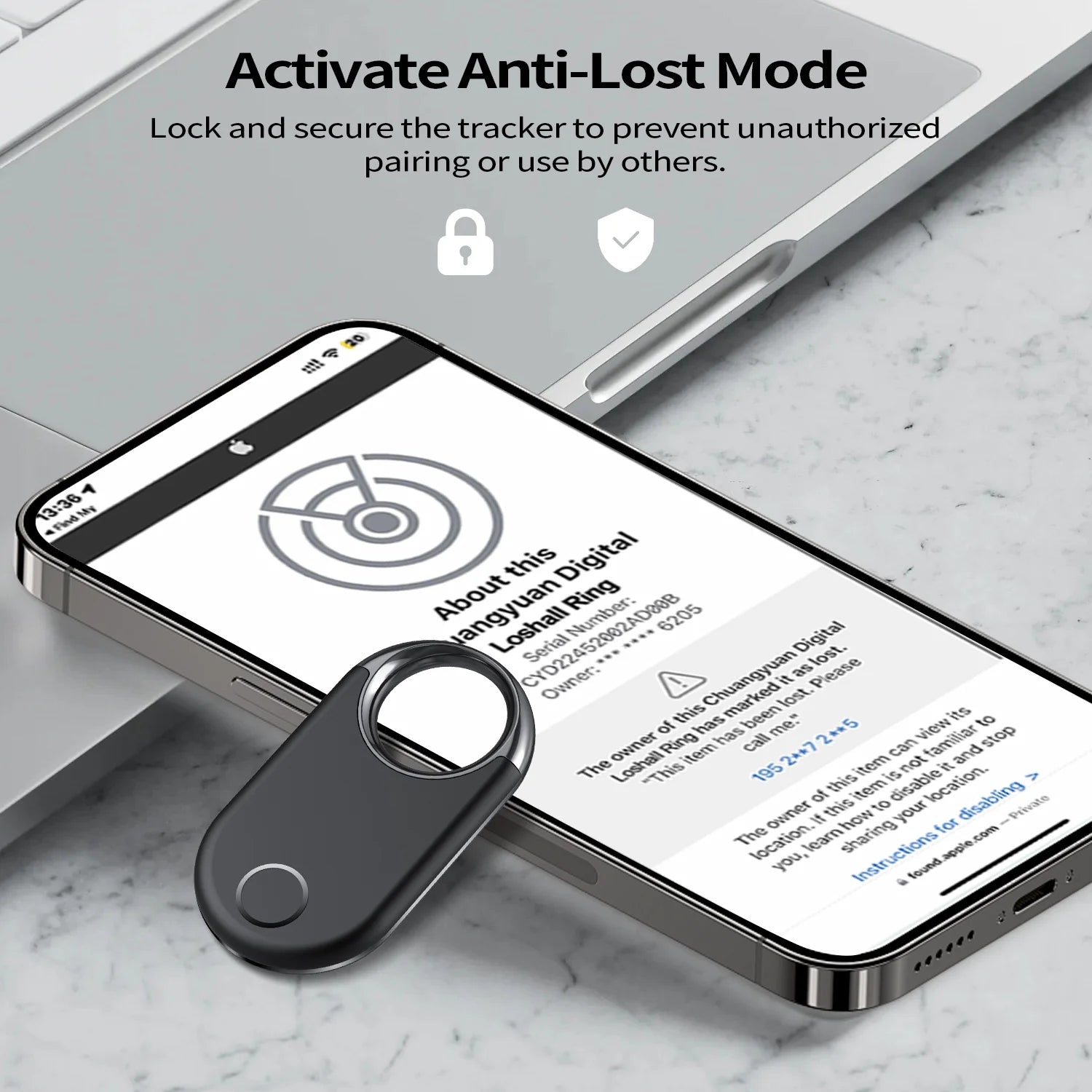 Loshall Air Tracker Tag (Ios Only)-2 Pcs, Smart Item Finder Work with Apple Find My for Luggage, Keys, Bags, Pets, Wallet, Bluetooth Tracker/ Key Finder and Item Locator Smart Tag Replaceable Battery