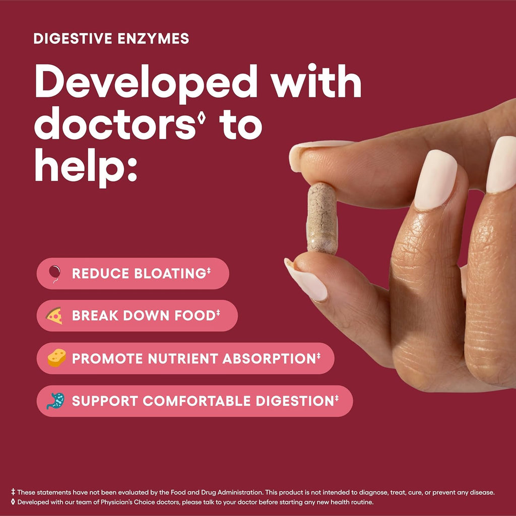 Digestive Enzymes for Bloating & Digestion - Fast-Acting 16 Enzyme Formula with Organic Prebiotics & Probiotics for Gut & Digestive Health - Meal Time Discomfort Relief - 60 CT