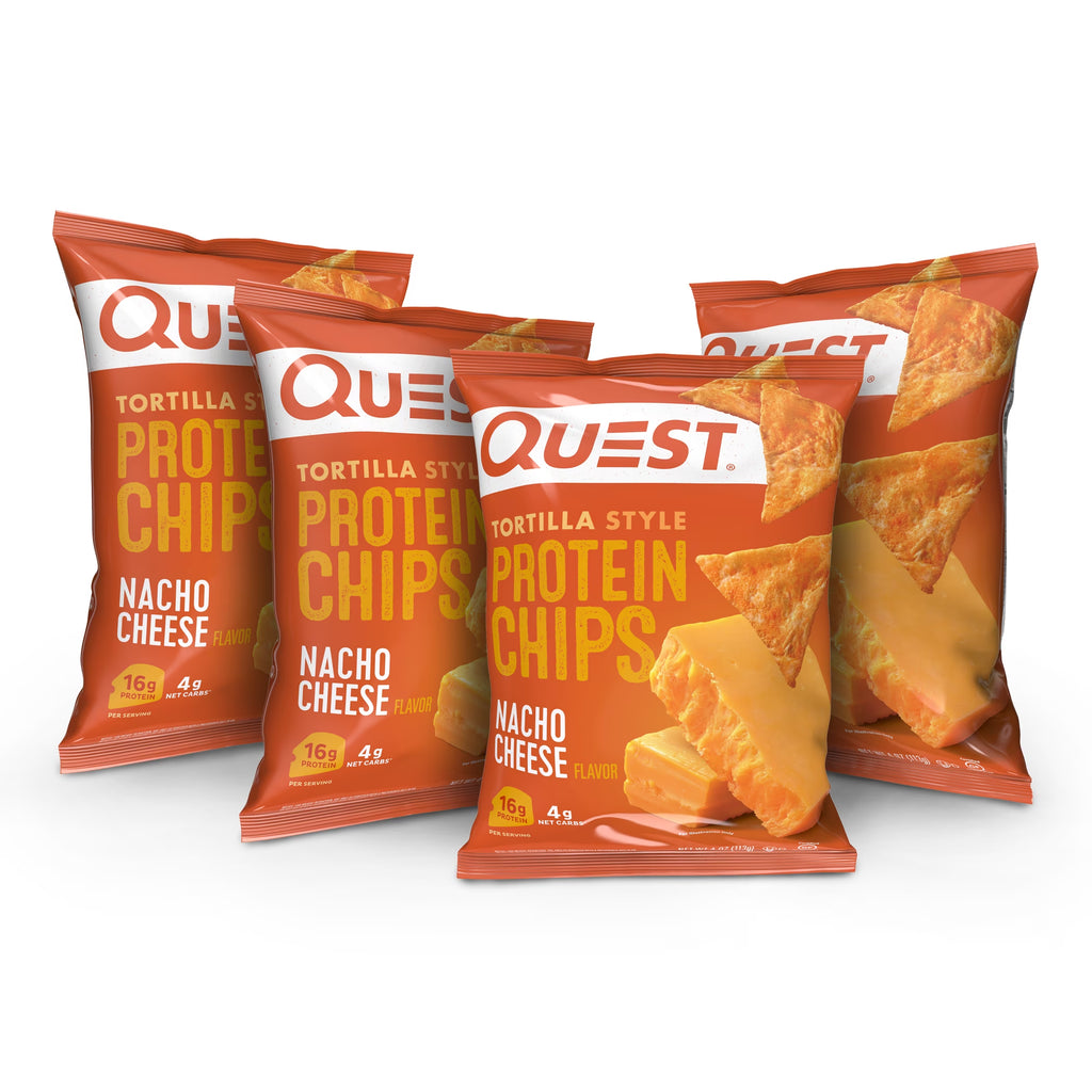 Quest Tortilla Style Protein Chips, Nacho Cheese, Baked, 1.1Oz, 4 Count