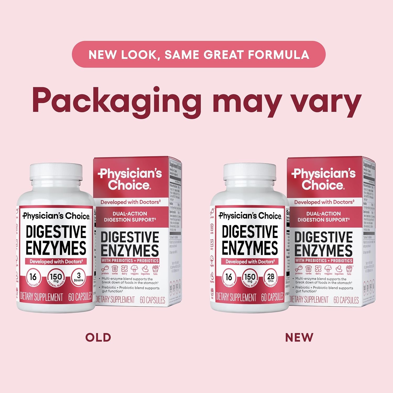 Digestive Enzymes for Bloating & Digestion - Fast-Acting 16 Enzyme Formula with Organic Prebiotics & Probiotics for Gut & Digestive Health - Meal Time Discomfort Relief - 60 CT