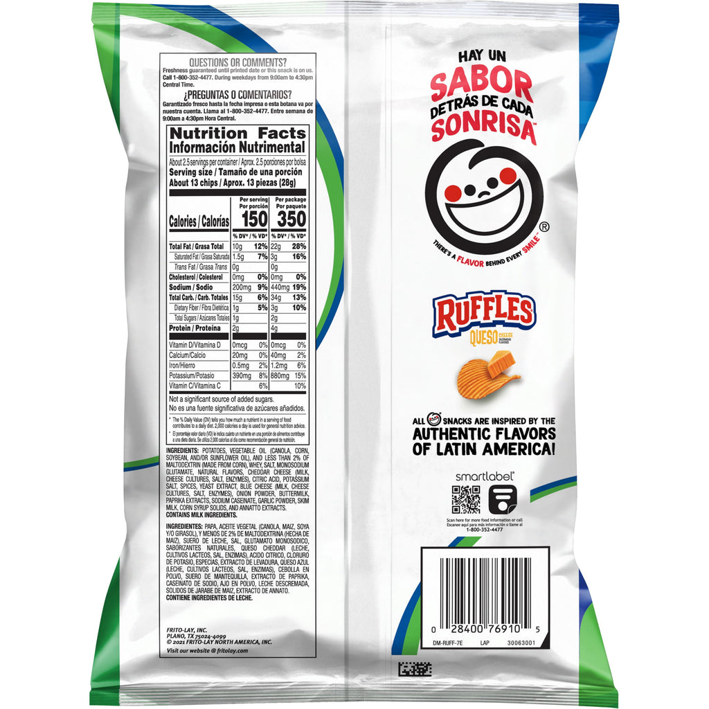 Potato Chips Queso Cheese Flavored, 2.25 Oz Bag