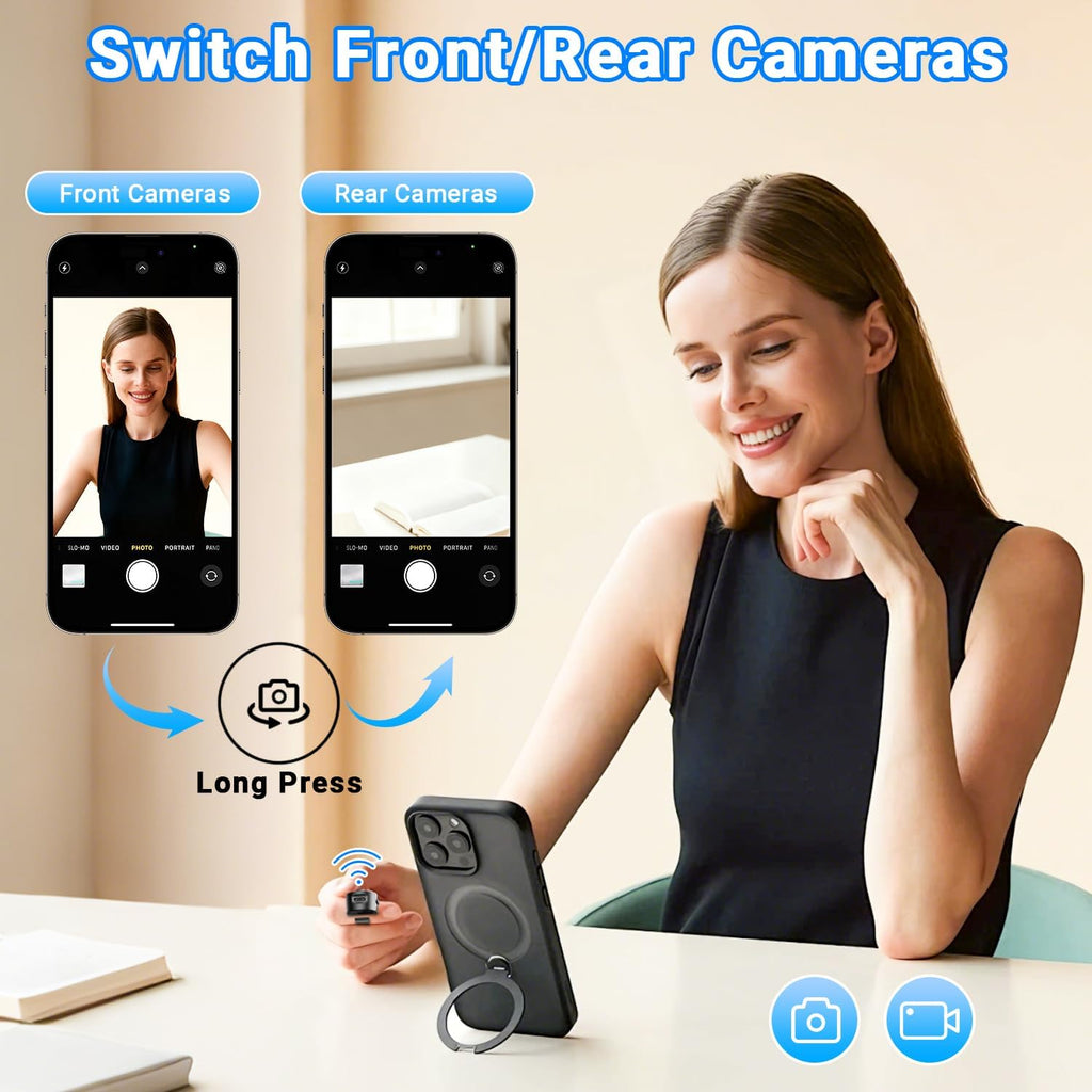 Tiktok Scrolling Ring Remote Control,Page Turner for Ipad Iphone & Android Tablet,Bluetooth Camera Remote, Scrolling Ring for Tiktok,Youtube,Instagram,Ios,Android (Black)