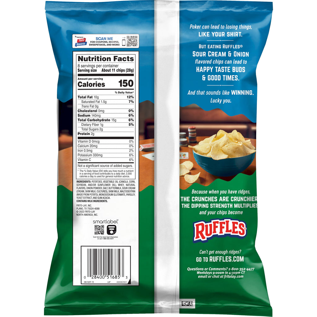 Potato Chips Sour Cream & Onion Flavor Snack Chips, 8 Ounce Bag