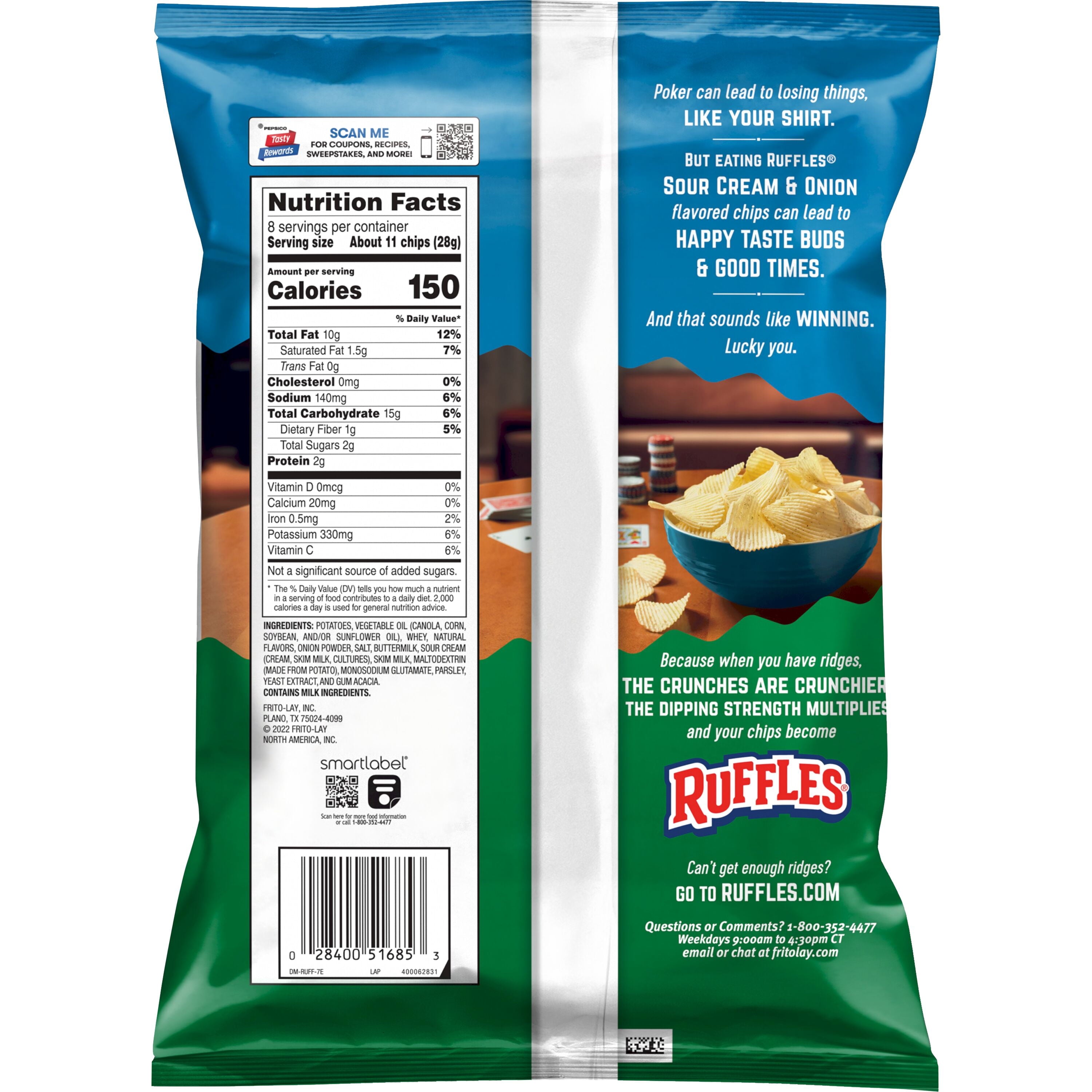 Potato Chips Sour Cream & Onion Flavor Snack Chips, 8 Ounce Bag