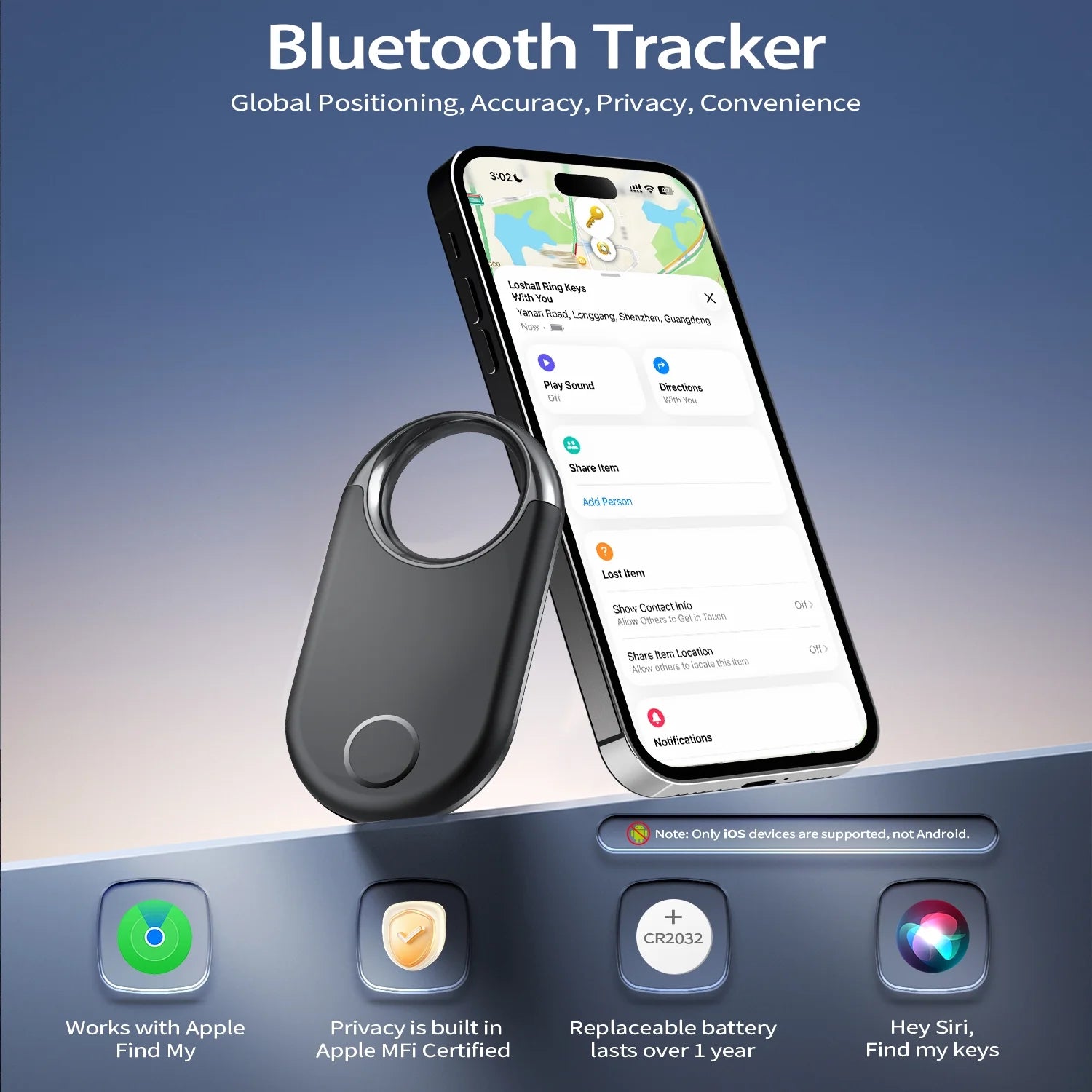 Loshall Air Tracker Tag (Ios Only)-3 Pcs, Smart Item Finder Work with Apple Find My for Luggage, Keys, Bags, Pets, Wallet, Bluetooth Tracker/ Key Finder and Item Locator Smart Tag Replaceable Battery