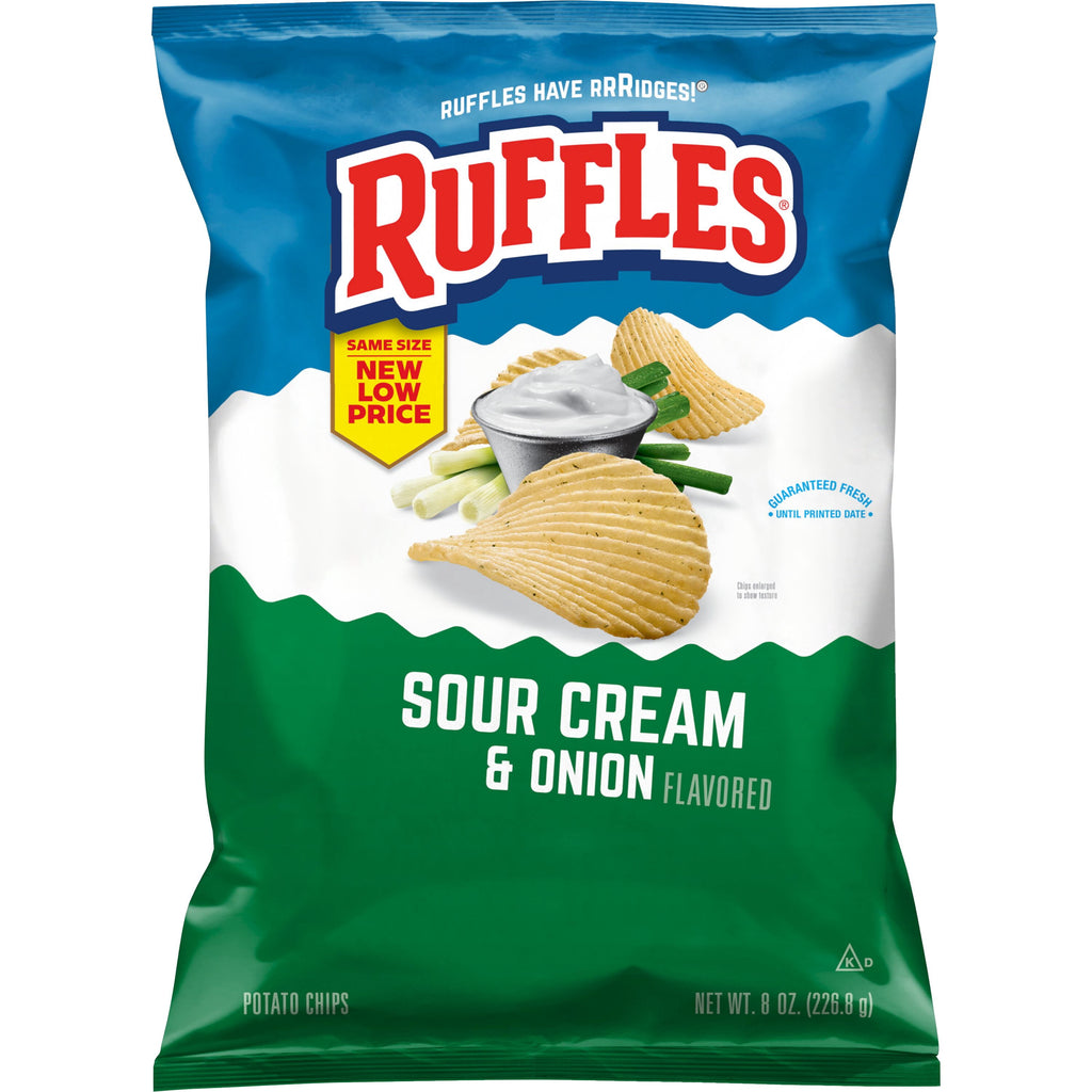 Potato Chips Sour Cream & Onion Flavor Snack Chips, 8 Ounce Bag