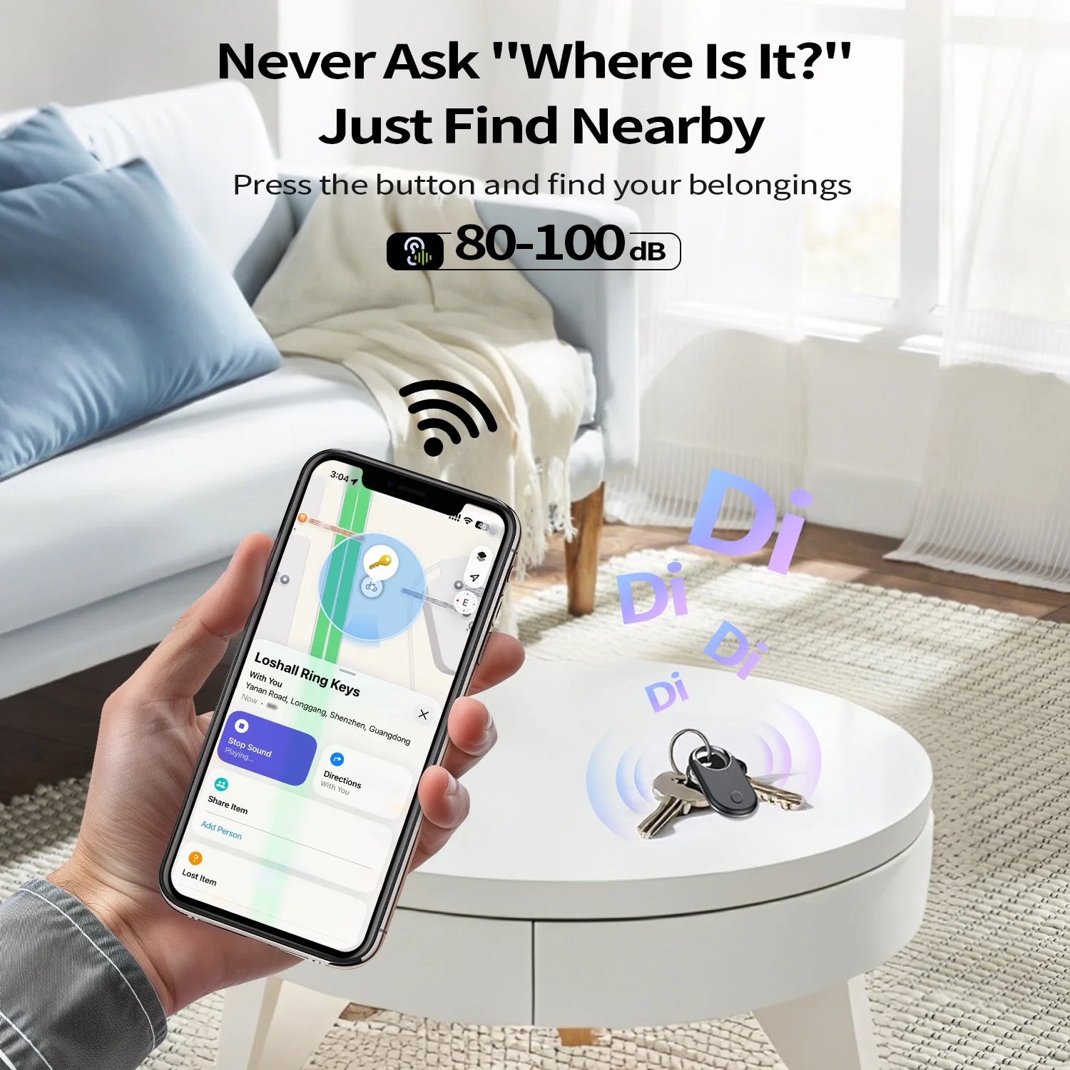 Loshall Air Tracker Tag (Ios Only)-3 Pcs, Smart Item Finder Work with Apple Find My for Luggage, Keys, Bags, Pets, Wallet, Bluetooth Tracker/ Key Finder and Item Locator Smart Tag Replaceable Battery